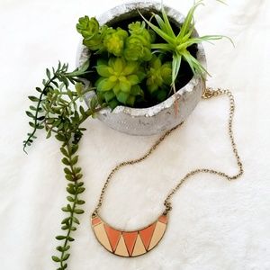 Enamel Necklace Metal Orange Peach Cream